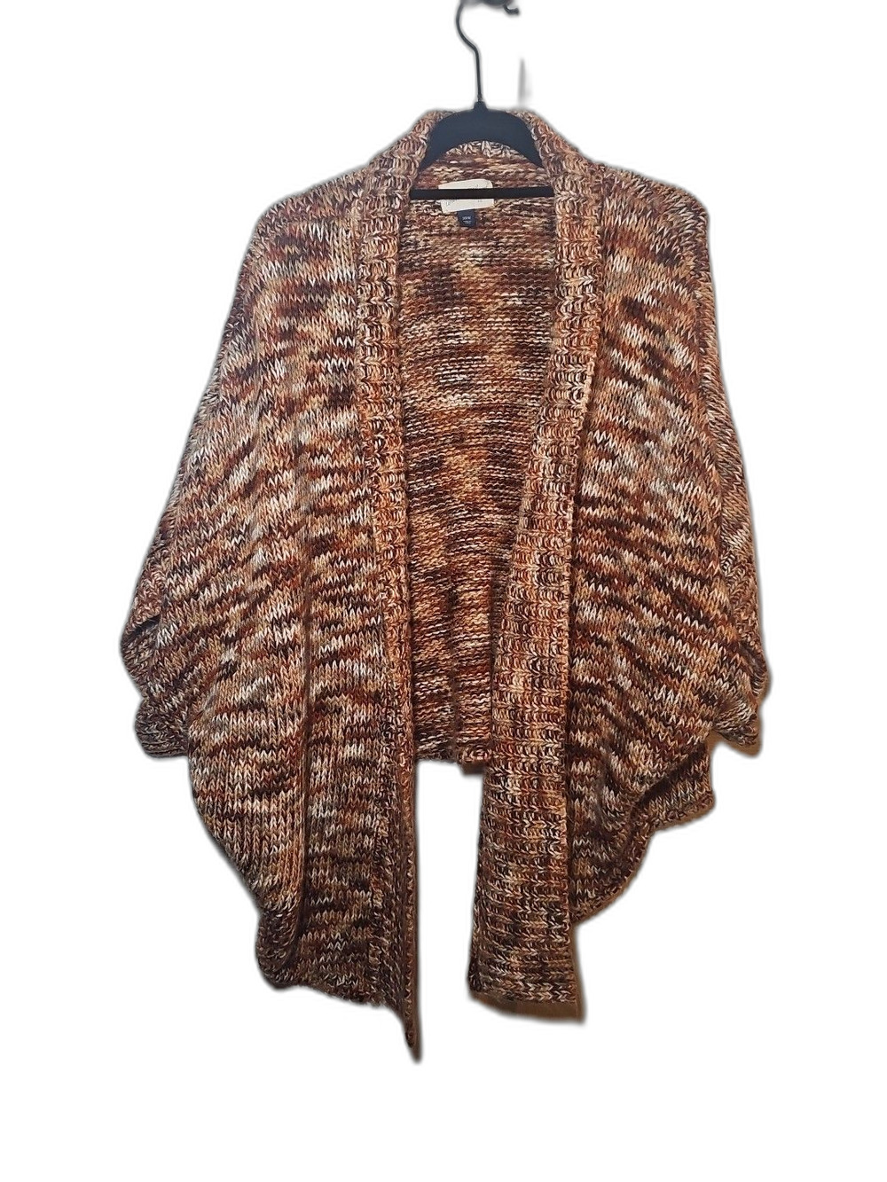 Women's Universal Thread Burnt Orange And Brown Open Front Cardigan Sweater OSFM